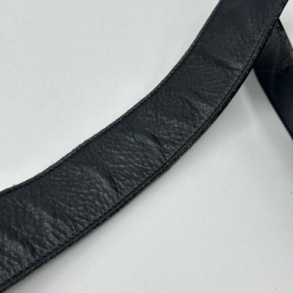 YVES SAINT LAURENT Silver Bubble Letter Logo Belt Leather Black Sz 100/40 $620 - Picture 5 of 8